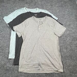 Lot Of 3 Goodfellow & Co Henley Shirt Mens Large Multicolor Cotton Short Sleeve